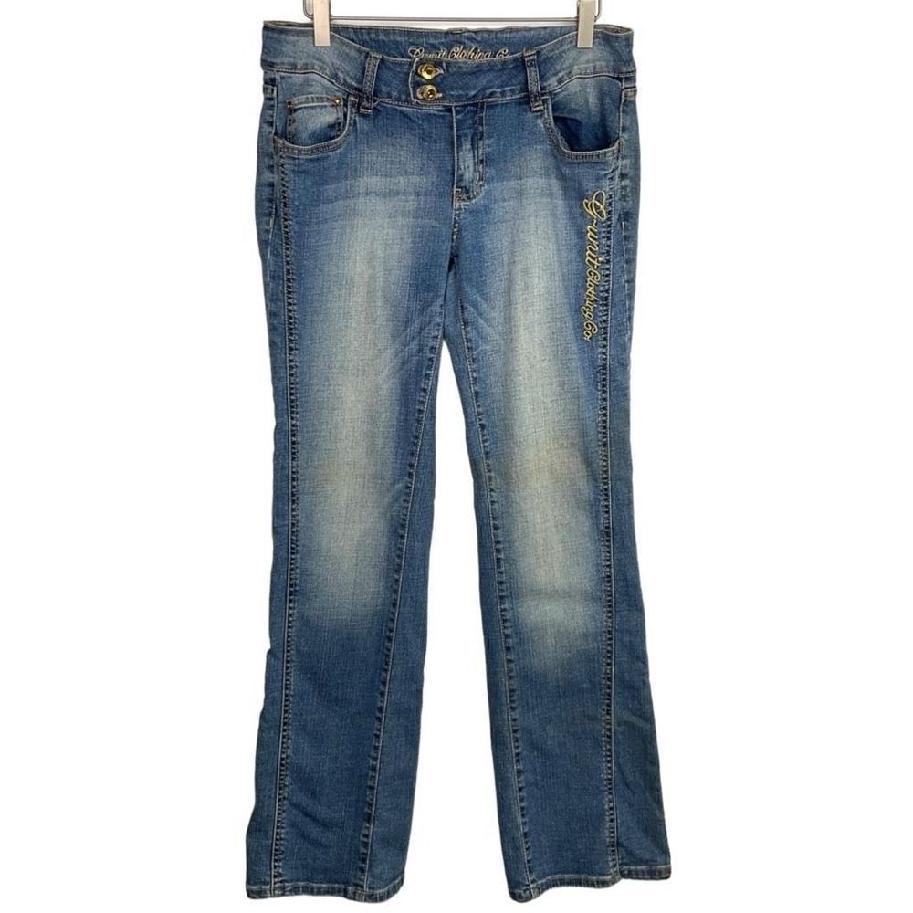 G-Unit Y2K Blue Gold Accent Bootcut Denim Jeans 11
